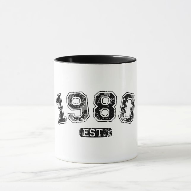 Mug Graphisme Rétro Vintage 1980 Grunge Établie (Centre)