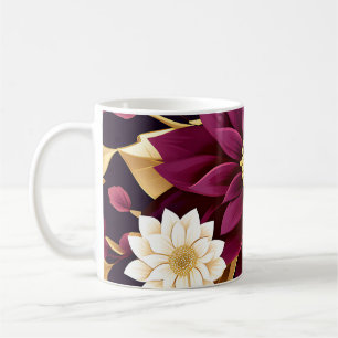 Mug Gras Bourgogne Feuilles Or Et Floral