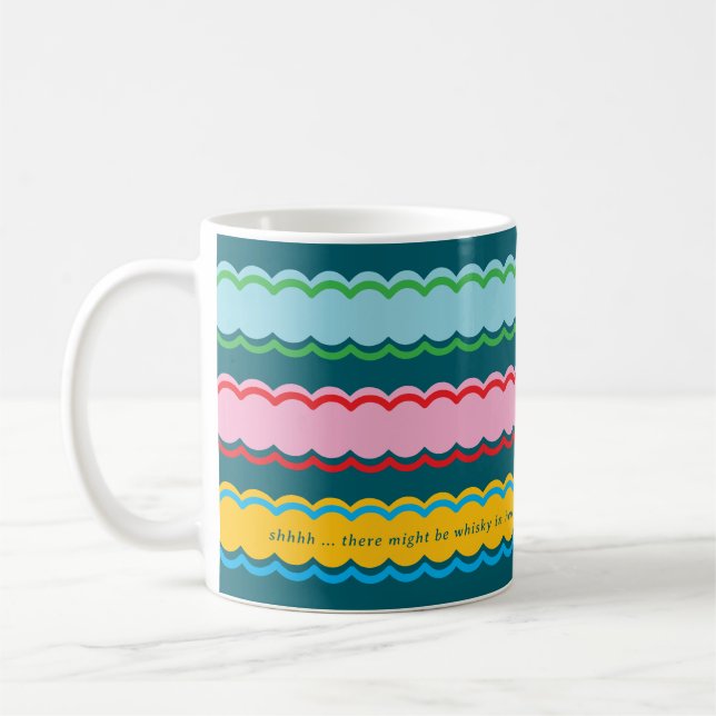 Mug Gras Coloré Scallopé Bande Drôle Cadeau (Gauche)