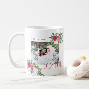 Mug Gras Joyful Florals Photo Holiday Card