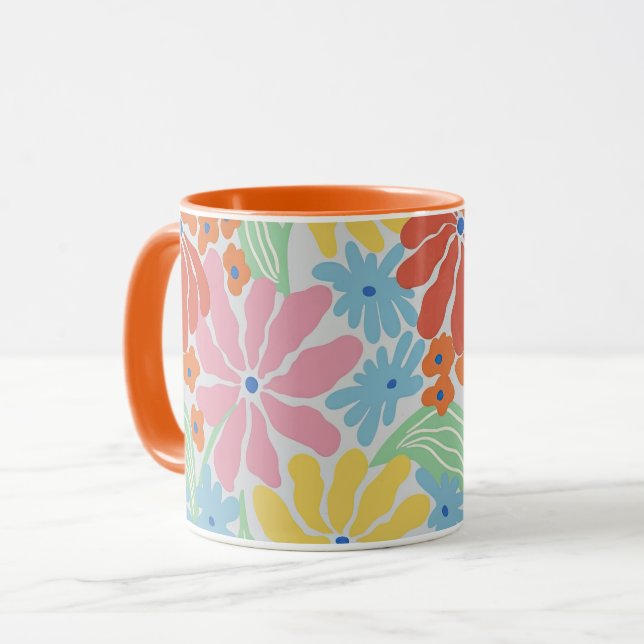 Mug Gras rétro 60s Floral Pop Art (Devant gauche)