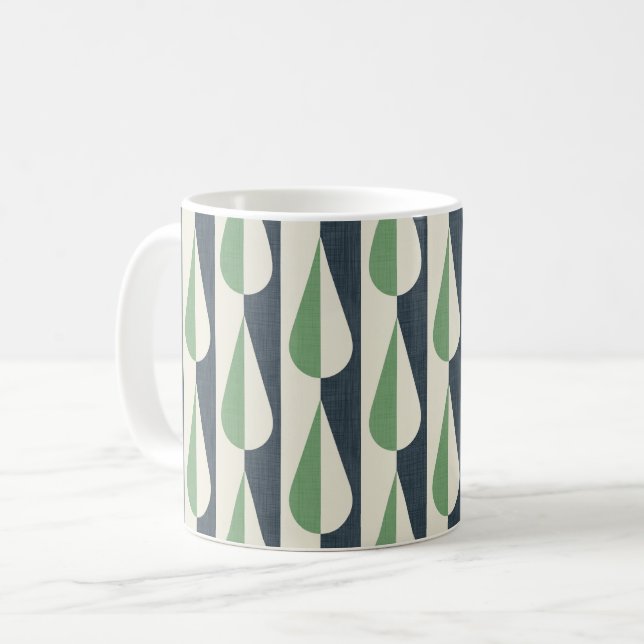 Mug Gras rétro goutte d'eau verte et grise (Devant gauche)