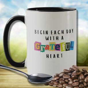 Mug Grateful Heart Scrapbook Typographie Inspiration