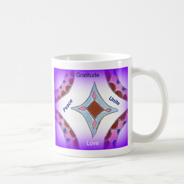 Mug "Gratitude Peace Love Unite" Mandala Art Imprimer (Droite)