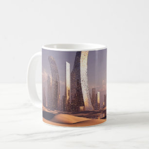 Mug Gratte-ciel surréalistes futuristes dans un paysag