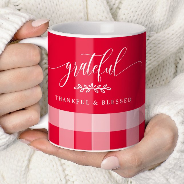 Mug Gratuit Merci Béni Rouge & Blanc Plaid (Créateur téléchargé)