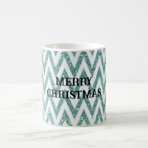 Mug Gratuit Vert Blanc Chevron Stripes Noël