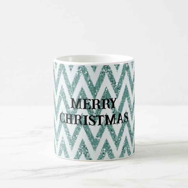 Mug Gratuit Vert Blanc Chevron Stripes Noël (Centre)