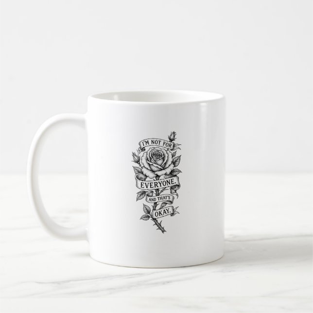 Mug Gravure de rose vintage, déclaration botanique gra (Gauche)