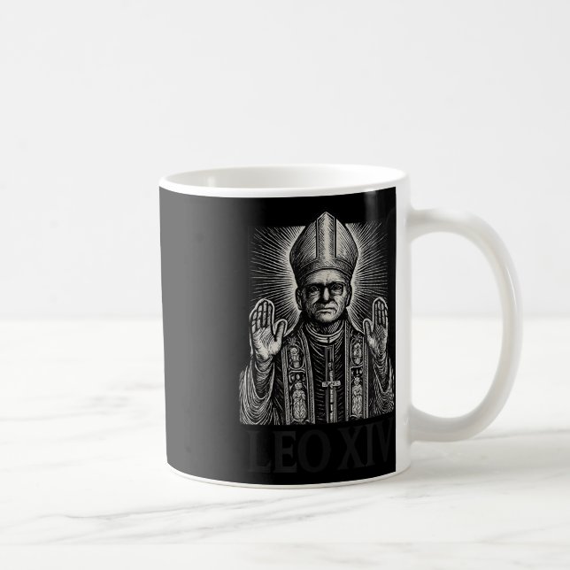 Mug Gravure sur bois du pape Léon Xiv Catholique romai (Droite)