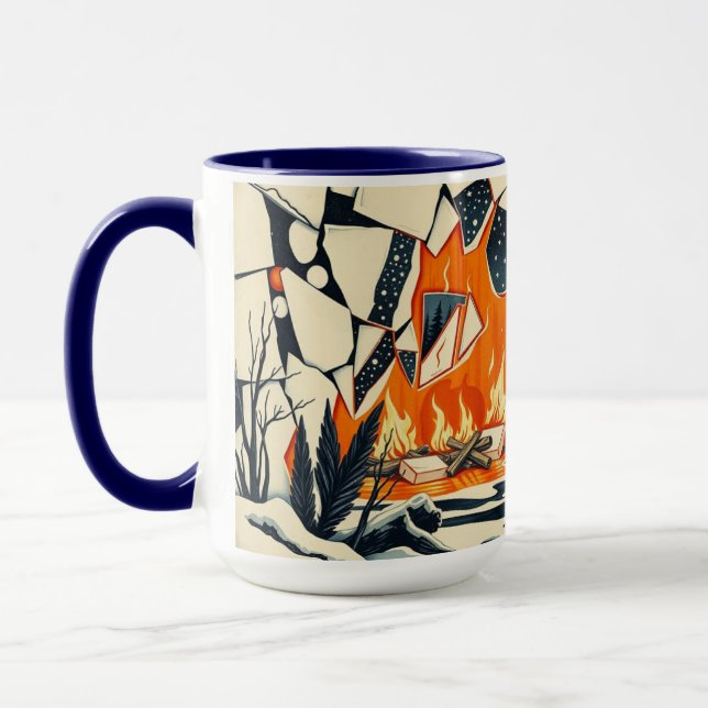 Mug Gravure sur bois Feu de camp Glace brisée Étreinte (Gauche)
