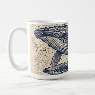 Mug Gravure vintage de groupe de baleines à bosses