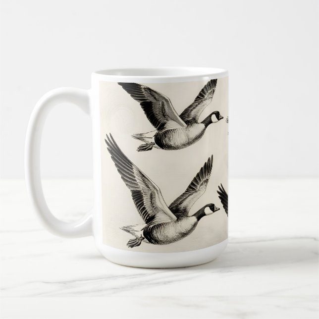 Mug Gravure vintage d'oies du Canada en vol (Gauche)