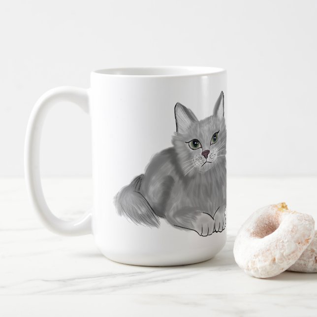 Mug Gray Cat Maman (Avec donut)
