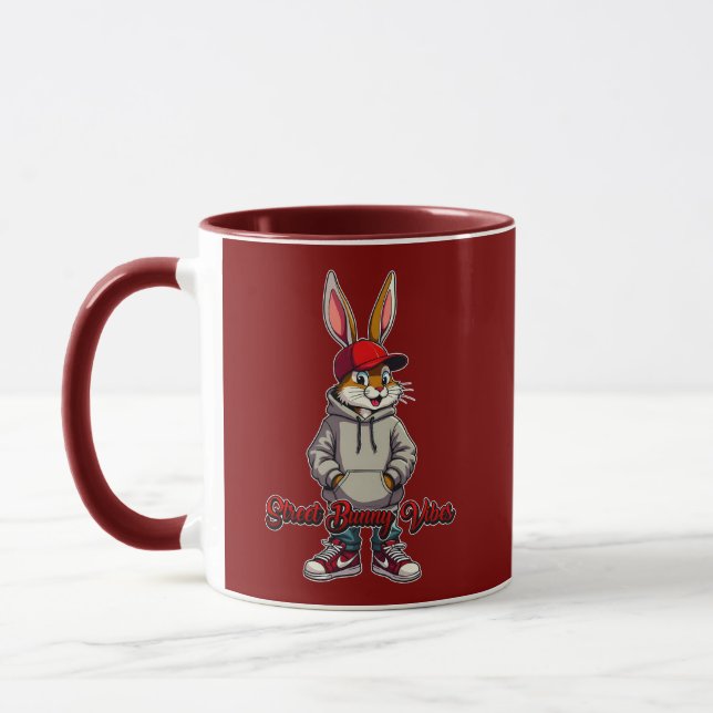 Mug Gray Hoodie Street Bunny – Easter - caneca (Gauche)