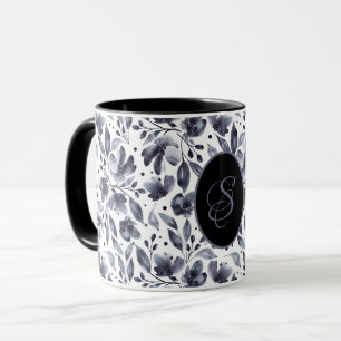 Mug Gray&Violet personnalisé Aquarelle moderne Floral