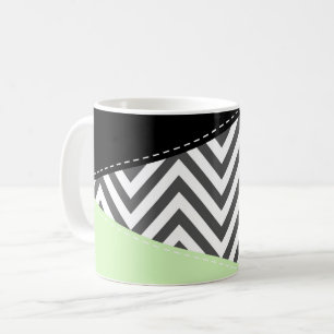 Mug Gray Zigzag, Gray Chevron, Zigzag Pattern, Mint