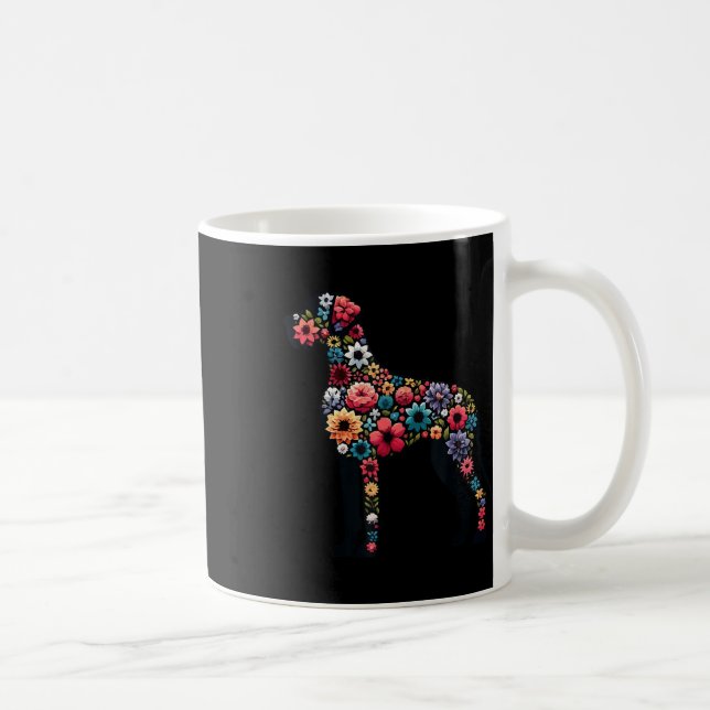 Mug Great Dane Floral Silhouette Chien Great Dane Amat (Droite)