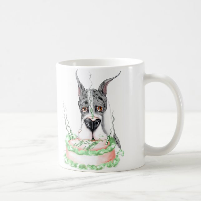 Mug Great Dane Merle gâteau d'anniversaire (Droite)