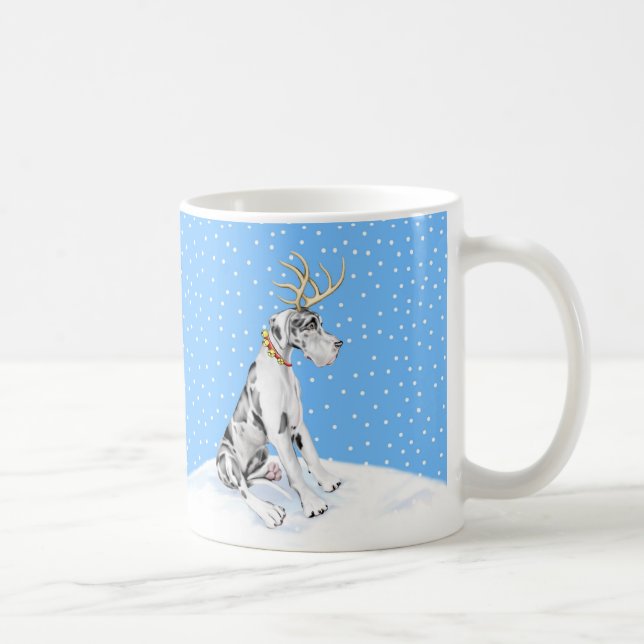 Mug Great Dane Reindeer Arlequin de Noël UC (Droite)