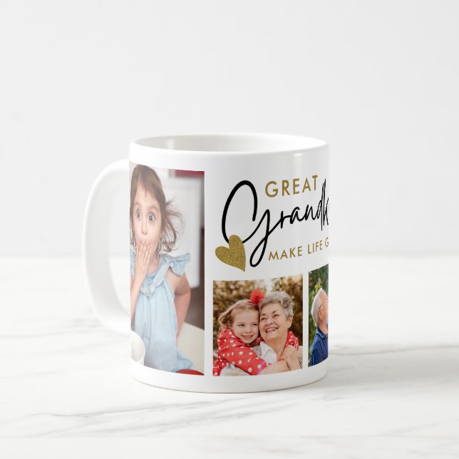 Mug Great Grandkids Make Life Grand 4 Photo Collage (Devant gauche)