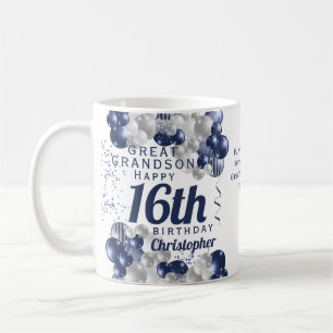 Mug Great Grandson 16th Birthday Navy