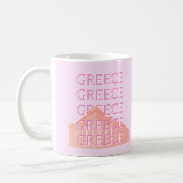 Mug Grèce, Art Voyage Grec, Art Voyage Pastel, Rose (Gauche)