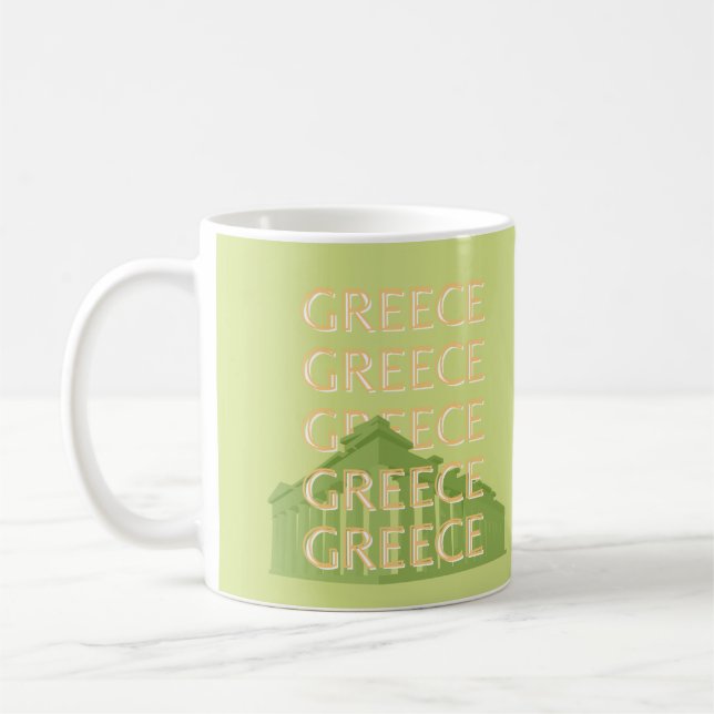 Mug Grèce Travel Art, Summer Travel Art, Green (Gauche)