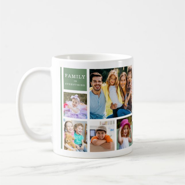 Mug Green 12 Family Photo Collage Quote Monogrammed   (Gauche)
