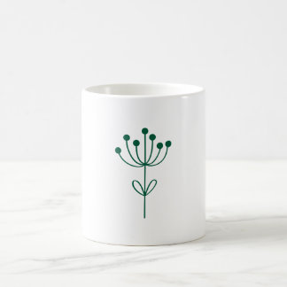Mug Green and White Minimalist Botanical