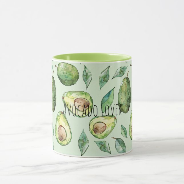 Mug Green Avocados & Leaves (Centre)