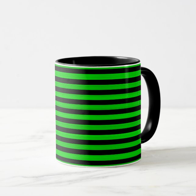 Mug Green Black Stripes Motif sans charme (Devant droit)