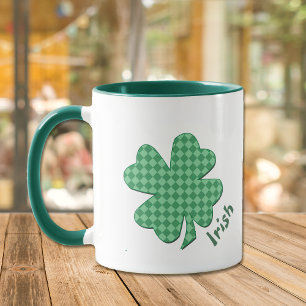 Mug Green Checks Shamrock irlandais personnalisé