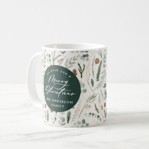 Mug Green Christmas minimaliste élégante photo botaniq