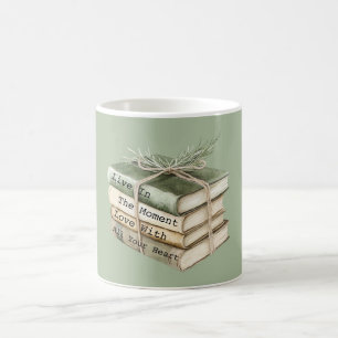 Mug Green Cream Books Vivent dans l'Instant
