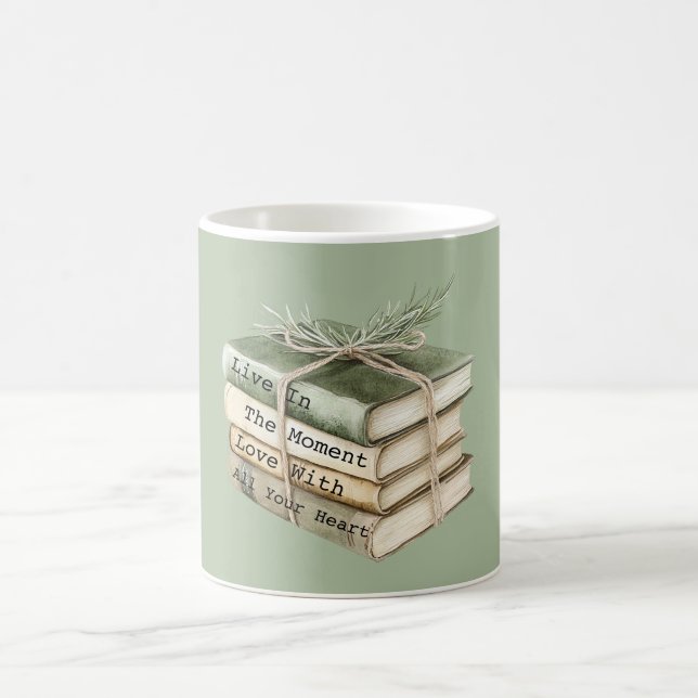 Mug Green Cream Books Vivent dans l'Instant (Centre)