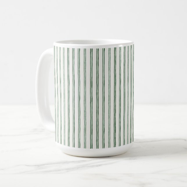 Mug Green Cream Stripes Noël (Devant gauche)