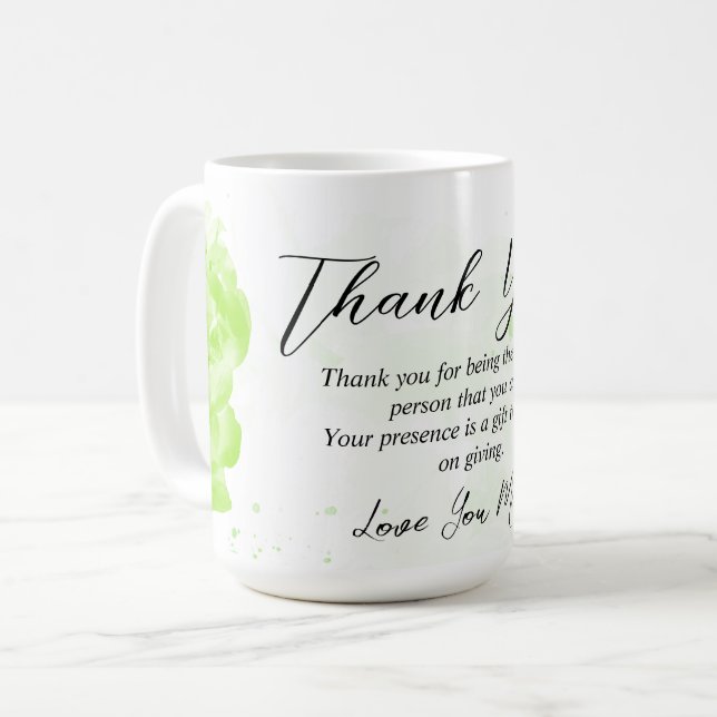 Mug Green Floral Merci Maman Idée cadeau (Devant gauche)