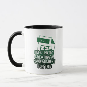 Mug Green Funny Excel Création silencieuse d'une feuil