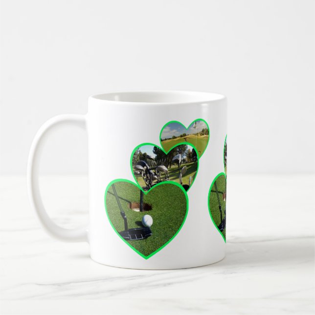 Mug Green Golf Hearts Design, (Gauche)
