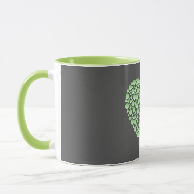 Mug Green Gradient Heart Circles – Dark Grey Minimal  (Gauche)