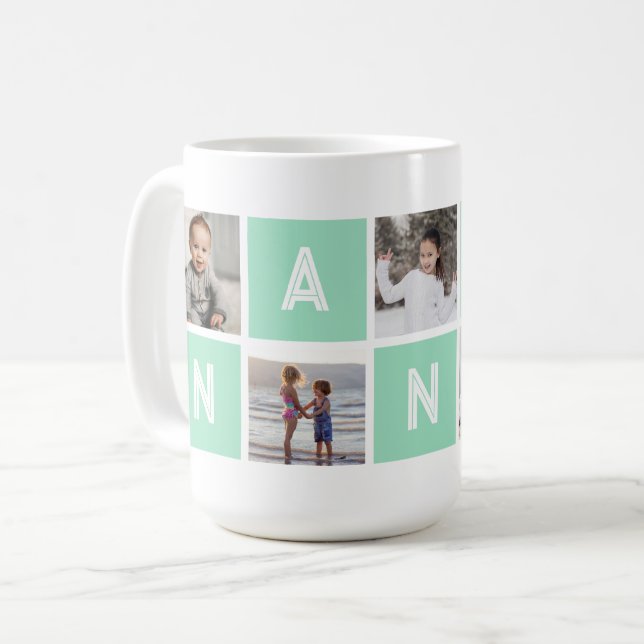 Mug Green Grandmother 5 Photo Collage Nana (Devant gauche)