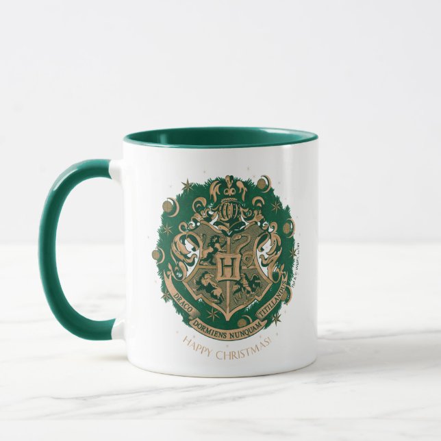 Mug Green HOGWARTS™ Crest Holiday Wreath (Gauche)