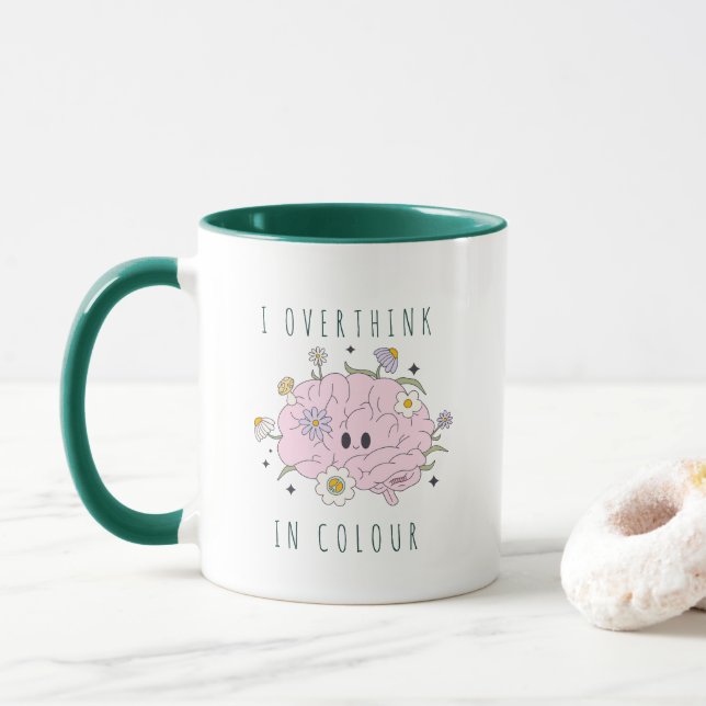 Mug Green I Overthink in Color Psychology (Avec donut)