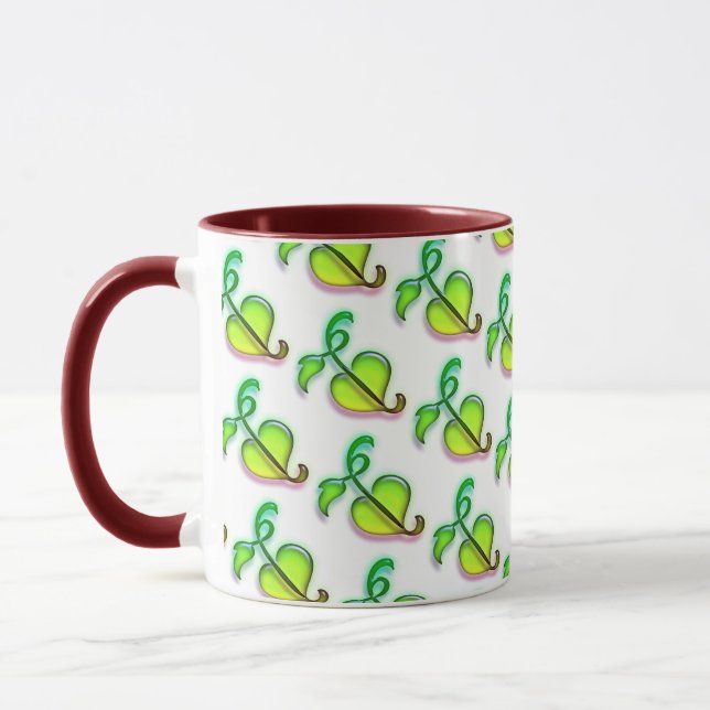 Mug - Green Leaves with Red Highlights (Gauche)