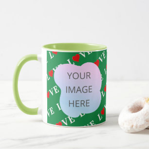 Mug Green LOVE Heart Retro Élégant