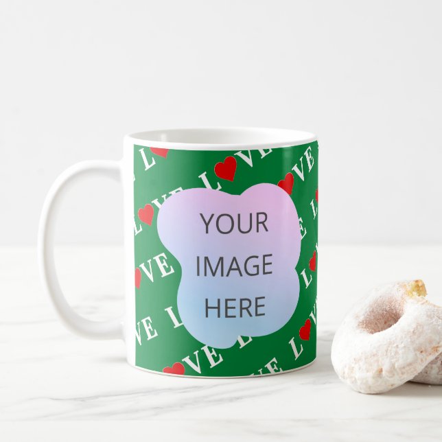 Mug Green LOVE Heart Retro Élégant (Avec donut)