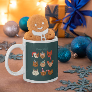 Mug Green Meowy & Bright Holiday Cats