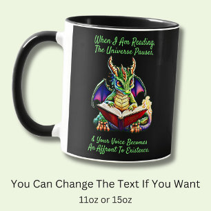 Mug Green Purple Dragon Avertissement Lecture Livre Vo
