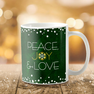 Mug Green Snowflake Paix Joie Amour Gras Vacances Mode